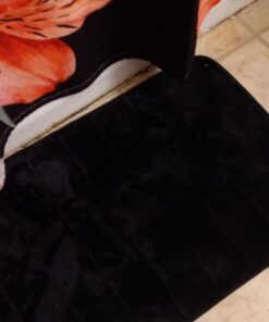 FINDNEW [Update Non-Slip Soft Microfiber Memory Foam Bath Mat,Toilet Bath Rug,with Increased Friction Bottom Washable Quickly Drying Bathroom mats (16" X 24", Black) 16"X 24" 29 71a8Re9NDVL