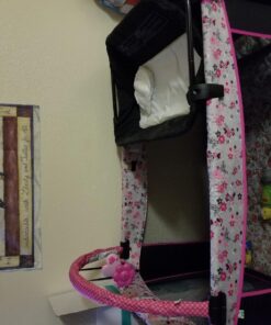 Disney Baby Sweet Wonder Playard, Foldable Baby Playpen: With Newborn Bassinet, Toy Arch, and Carry Bag, Mesh ,Minnie Garden Delight Garden Delight Minnie 32 71a8w MFmL