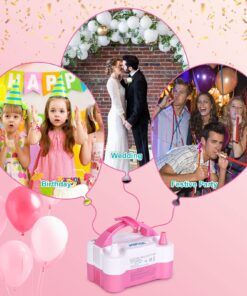 AGPtEK Electric Air Balloon Pump with Built-in Tying Tool, 110V 600W Pink and White Portable Dual Nozzle Inflator/Blower for Party Decoration-with Tying Tool on Handle 28 71a8yw0OPnL