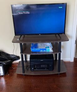 Furinno Turn-N-Tube No Tools 3-Tier Entertainment Center TV Stand for TV up to 32 Inch, Plastic Round Tubes, Dark Brown/Black 32-Inch Plastic Poles 28 71a9FgWI2LL