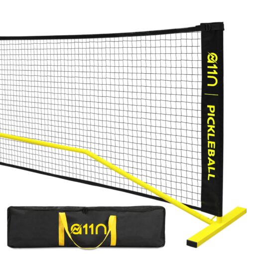 A11N Portable Pickleball Net System, Designed for All Weather Conditions with Steady Metal Frame and Strong PE Net, Regulation Size Net with Carrying Bag Yellow,black