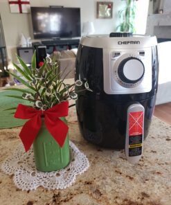 CHEFMAN Small, Compact Air Fryer Healthy Cooking, 2 Qt, Nonstick, User Friendly and Adjustable Temperature Control w/ 60 Minute Timer & Auto Shutoff, Dishwasher Safe Basket, BPA - Free, Black 2 Quart 51 71a9r5GSOcL 1