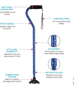 NOVA Sugarcane, Walking Cane with All Terrain Rubber Quad Tip Base and Carrying Strap, Black Design 11 71aATDuUxRL 2