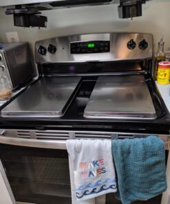 Reston Lloyd Rectangular Burner Cover, Stainless Steel, Set of 2, Stainless Look 30 71aBpPnSObL