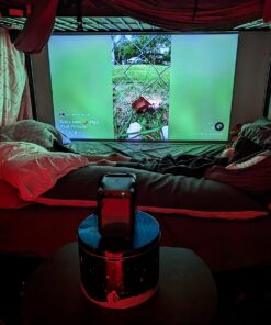 KODAK FLIK HD9 Smart Projector | Mini Black Portable Indoor & Outdoor Movie with Android TV Streaming Apps, Wi-Fi and Bluetooth, Built-In Speakers & Voice Remote | FHD 1080p for Screens Up to 120” 56 71aBqybPCL