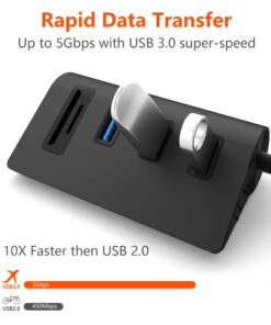 USB 3.0 HUB, Cateck Bus-Powered USB 3.0 3-Port Aluminum Hub with 2-Slots Card Reader Combo for iMac, MacBook Air, MacBook Pro, MacBook, Mac Mini, PCs and Laptops, Black USB 3.0 HUB black 30 71aDf0umHwL