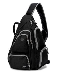 K-Cliffs Heavy Duty Sling Backpack Water-Resistant Laptop Bookbag Body Bag Bright Color Safety Reflective Stipe Black V2 14 71aDyQlbe2L