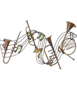 Deco 79 Metal Musical Notes Wall Decor with Trumpets, 39" x 4" x 22", Brown 39" x 4" x 22" 17 71aELSgUisS