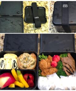 monbento - Large Bento Box MB Square Onyx with Compartments - Leakproof Lunch Box for Work or Meal Prep - BPA Free - Food Grade Safe - Black Black Onyx 27 71aEbEojm7L