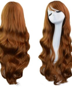 Alternative view of Rbenxia Curly Cosplay Wig Long Hair Heat Resistant Spiral Costume Wigs Anime Fashion Wavy Curly Cosplay Daily Party Brown 32" 80cm Bown