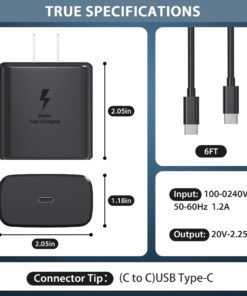2023 New 45W Samsung Charger Type C Super Fast Charging USB C Android Charger for Samsung Galaxy S23 Ultra/S23/S23+/S22/S22 Ultra/S22+/Note 10/20/S20/S21, Galaxy Tab S7/S8, PPS Charger & 6ft C Cable 29 71aFikKoJDL