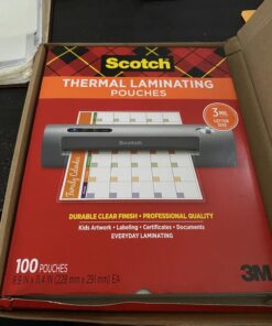 Scotch Thermal Laminating Pouches, Clear, Fits Letter Sized (8.9 in. × 11.4 in.) Paper, 100 Pouches 100-Pack 39 71aHV8F8f0L