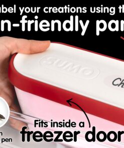 SUMO Ice Cream Containers with Lids for Homemade Ice Cream - Set of 2 Tubs - 1.5 Quart or 3 Pints per Container, Reusable Ice Cream Containers for Freezer Storage, Red 25 71aI6XOzRzL