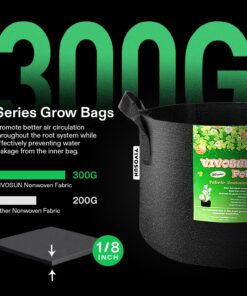 VIVOSUN 5-Pack 15 Gallon Plant Grow Bags, Heavy Duty Thickened Nonwoven Fabric Pots with Handles Black 15 Gallons 26 71aJIrgZZ9L