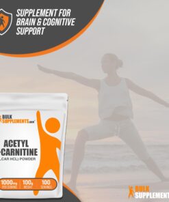 BulkSupplements.com Acetyl L-Carnitine Powder - ALCAR HCl, Carnitine Supplement, Acetyl L-Carnitine 1000mg - ALCAR Powder, Unflavored & Gluten Free, 1000mg per Serving, 100g (3.5 oz) 167 Servings (Pack of 1) 18 71aLX1cFzL
