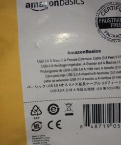 Amazon Basics USB-A 3.0 Extension Cable, 4.8Gbps High-Speed, Male to Female Gold-Plated Connectors, 3 Meters, Black 9.8 Feet 1-Pack 36 71aP3zKpSAL