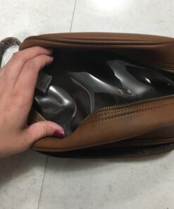 Vetell Classic Men's Leather Toiletry Bag and Dopp Kit with Upper and Lower Zippered Compartments, 2 Mesh Bottle Pouches, and Carrying Handle - The Best Gift for Men. 60 71aRE9Np0iL