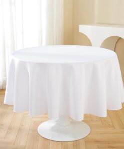 Craft And Party Round Tablecloth, 120 Inch White Tablecloth, Polyester Fabric Washable Table Cloth for Home, Party, Wedding or Restaurant Use. 120" Round 20 71aRHhfeJML