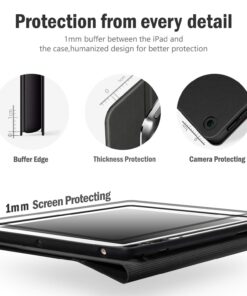 Antbox iPad 6th/5th Generation Case 9.7'' Vegan Leather Case Compatible with iPad Air 2/iPad Pro 9.7''/Air 1 with Apple Pencil Holder Magnetic Clasp Design (Black) Black 32 71aRa4FkvRL