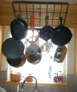 Fox Run Rectangular Hanging Pot Rack with Chains and 6 Hooks, 2 Inch, Black Iron Rectangular With Hooks 43 71aSIS6e8rL