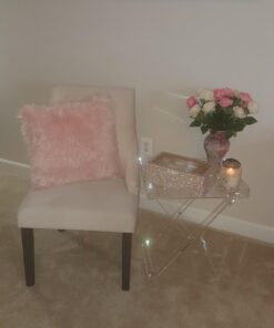 Designstyles Acrylic Folding Tray Table – Modern Chic Accent Desk - Kitchen and Bar Serving Table - Elegant Clear Design 32 71aU1HgZp L