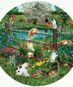 SUNSOUT INC - Cats at Play - 500 pc Round Jigsaw Puzzle by Artist: Higgins Bond - Finished Size 19.5" rd - MPN# 45876 7 71aUTBNGwcL