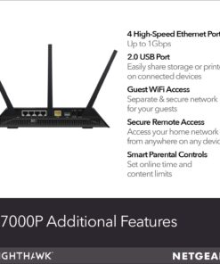 NetGear R7000P-100NAR Nighthawk AC2300 2Band WiFi Router - Certified Refurbished AC2300 WiFi 24 71aUdDWhw5L