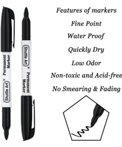 Shuttle Art Permanent Markers, 30 Pack Black Permanent Marker set,Fine Point, Works on Plastic,Wood,Stone,Metal and Glass for Doodling, Marking 10 71aVCwmhdqL