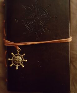 EvZ Leather Writing Journal Notebook, 7 Inches Vintage Nautical Spiral Blank String Diary Notepad Sketchbook Travel to Write in, Unlined Paper, Retro Pendants, Classic Embossed, Coffee 47 71aVMMUO5L