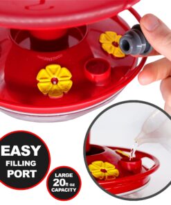 Roamwild Hanging Hummingbird Feeder for Outdoors with Double Moat Guard Technology | 5 Feeding Stations with Quick Easy Filling Port | 20 fl oz Nectar Large Capacity - Purple Petals (Yellow) Yellow 22 71aVvRcR5FL