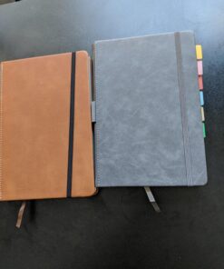 Thick Classic Notebook with Pen Loop - A5 College Ruled Hardcover Writing Notebook with Pocket + Page Dividers Gifts, Banded, Large, 180 Pages, 8.4 x 5.7 in Gray 43 71aWb4khXUL