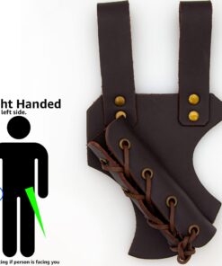 Armory Replicas - Genuine Bovine Leather Hawk Wood Sword Frog - Medieval Inspired Adjustable LARP Sabre Rapier Sword Weapon Frog Holster Holder Accessory Brown Right 15 71aWdEQd7YL