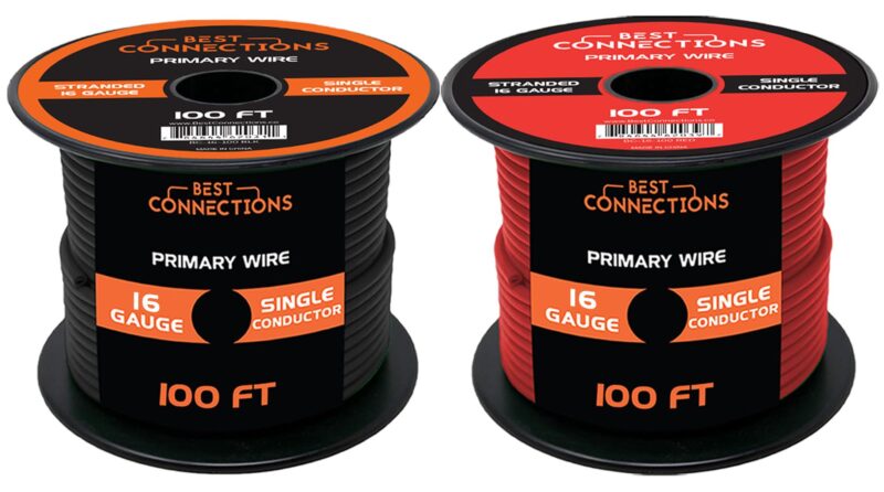 Catalog 7 BEST CONNECTIONS 16-Gauge Automotive Primary Wire Bundle (100ft Each, Red & Black) | Ideal for Car Audio, Automotive, and Trailer | Durable Primary/Remote, Power/Ground Electrical Wiring