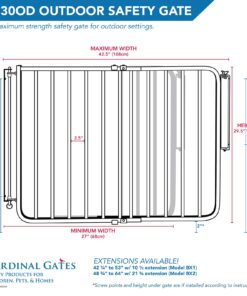 Cardinal Gates SS30OD Outdoor Baby Gate for Stairs - Adjustable Outdoor Dog Gate - Aluminum Safety Gate for Kids & Pets - Can be Installed at Angles - 27 to 42.5 Inches Wide - Black 30 71aYWLT5VL