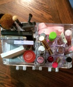 Ikee Design Clear Acrylic Makeup Organizer, Elegant Makeup Storage Organizer for a Stylish Vanity, Bathroom, or Dresser Décor, Clear Design for Easy Visibility and Quick Access 1) 1 Top 4 Drawers 69 71aZ5PCsXbL