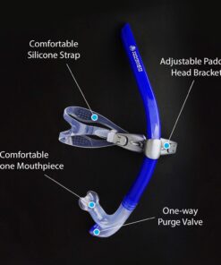 Alternative view of Kraken Aquatics Swim Snorkel for Lap Swimming, Swimmers Training and Pool Therapy Equipment | Quality Adult Center Mount Snorkel with Comfortable Silicone Mouthpiece and One-Way Purge Valve | Blue