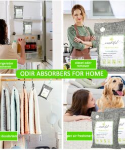 Activated Bamboo Charcoal Odor Absorber for Home, Nature Fresh Air Purifier Bags for Strong Odor Room Car and Shoes, Closet Freshener for Clothes 8 Packs 16 71aa6fIQTjL