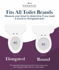 Soft Close Toilet Seat Round with Lid BR500-00 White, Comfortable, Durable, Sturdy, Stain-Resistant and Easy to Clean, Fits All Toilet Brands, Executive Series by Bath Royale Round Heavy-Duty 22 71aarBmx5CL