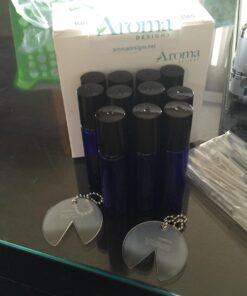 Cobalt Blue Glass Roller Bottles W/ Stainless Steel Balls For Essential Oils (12 Pack, 10ml Size) - Includes 12 Pipettes for Easy Transfer of Essential Oils 37 71abISG A8L