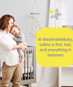 BreathableBaby Breathable Mesh Liner for Full-Size Cribs, Classic 3mm Mesh, Gray Clover (Size 4FS Covers 3 or 4 Sides) 14 71abVuijAjL