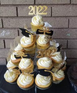 YuBoBo 2024 Graduation Cupcake Toppers, 48 PCS Food/Appetizer Picks For Graduation Party Mini Cake Decorations, Diploma, 2024, Grad Cap Set 48 Pieces (Gold) Gold 40 71abgOHiQAL