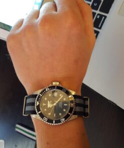 Benchmark Basics Nylon Watch Band - Waterproof Ballistic Nylon One-Piece Military Watch Straps for Men & Women - Choice of Color & Width - 18mm, 20mm, 22mm or 24mm Black / Grey Bond Striped 30 71abu1lxKTL