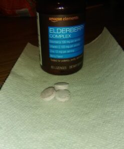 Amazon Elements Elderberry Complex, Immune System Support Tablet, Berry Flavored Lozenges, Adult, Unisex, 60 Count, Elderberry 100mg, Vitamin C 103mg, Zinc 12mg per Serving (Packaging may vary) 45 71acBGdm47L