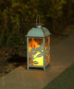 Solar Lantern Outdoor Hummingbird Blue Decor Antique Metal and Glass Construction Mission Solar Garden Lantern Indoor and Outdoor Solar Hanging Lantern Entirely Solar Powered Lantern Low Maintenance 1 Pack 25 71acwP7L