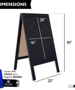Ilyapa Wooden A-Frame Chalkboard Sign with Eraser - 40 x 20 Inch Magnetic Sidewalk Menu Board – Sturdy Freestanding Black Sandwich Sign Board Menu Display for Restaurant, Business, or Weddings 40x20 Inches 20 71adWNg4pKL