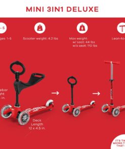 Micro Kickboard - Mini 3in1 Deluxe 3-Stage Ride-on Micro Scooter Toddler Toys for Ages 12 Months to 5 Years Red 10 71aeFCcBmXL