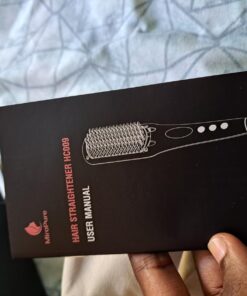 Enhanced Ceramic Hair Straightener Brush by MiroPure, 2-in-1 Ionic Straightening Brush with Anti-Scald Feature, Auto Temperature Lock & Auto-Off Function (Black) 61 71aeM9oYFYL