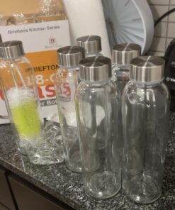 Brieftons Glass Water Bottles With Caps: Clear, 6 Pack, 18 Oz, Leakproof Lids, Premium Soda Lime, Best As Reusable Drinking Bottle, Sauce Jar, Juice Beverage Container, Kefir Kit, With Cleaning Brush 36 71af8DbEPfL