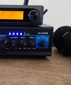 Pyle Home Home Audio Power Amplifier System with Bluetooth - 2X120W Mini Dual Channel Mixer Sound Stereo Receiver Box w/ RCA, AUX, Mic Input - For Amplified Speakers, PA, Theater, Studio Use -PTA4 29 71afqxY51PL