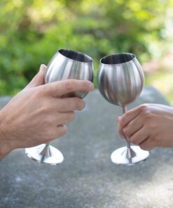 D'Eco Unbreakable 12 Oz Stainless Steel Wine Glasses (2 Pack)- Large Stemmed Matte Silver Wine Goblets - Reusable Indoor Outdoor Drinkware - Keeps Wine Chilled for Longer - Holiday Christmas Gift Idea 2 Count (Pack of 1) 20 71agxTEScVL